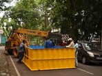 Navi Mumbai, India - Sept. 13, 2023:NMMC has constructed 139 artificial ponds in the city for eco-friendly Ganesh visarjan at Vashi in Navi Mumbai, India, on Wednesday, September 13, 2023. (Photo by Bachchan Kumar/ HT PHOTO) (HT PHOTO)