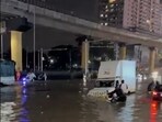 Screengrab of viral video showing flooded roads after short-spell of rains. 