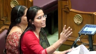Samajwadi Party MLA Pooja Pal was expelled from SP for cross-voting during the Rajya Sabha election. (ANI Grab ) Samajwadi Party MLA Pooja Pal was expelled from SP for cross-voting during the Rajya Sabha election. (ANI Grab )