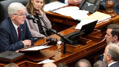 Texas Lt. Gov. Dan Patrick speaks to lawmakers during a special session in the Senate Chamber at the Texas Capitol (AP) Texas Lt. Gov. Dan Patrick speaks to lawmakers during a special session in the Senate Chamber at the Texas Capitol (AP)