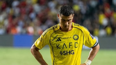 Al Nassr's Cristiano Ronaldo in action during the Saudi Super Cup final soccer match between Al Ahli and Al Nassr at the Hong Kong Stadium in Hong Kong, Saturday, Aug. 23, 2025. (AP Photo/Chan Long Hei) (AP) Al Nassr's Cristiano Ronaldo in action during the Saudi Super Cup final soccer match between Al Ahli and Al Nassr at the Hong Kong Stadium in Hong Kong, Saturday, Aug. 23, 2025. (AP Photo/Chan Long Hei) (AP)