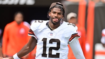 Shedeur Sanders (12) enters the field before the game between the Browns and the Los Angeles Rams at Huntington Bank Field (IMAGN IMAGES via Reuters Connect)