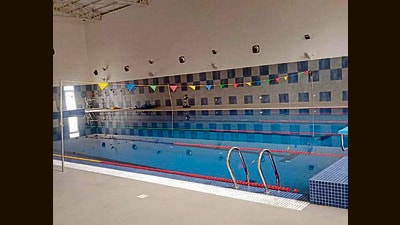 The swimming pool, equipped with advanced facilities, has been designed for year-round use. (HT Photo) The swimming pool, equipped with advanced facilities, has been designed for year-round use. (HT Photo)