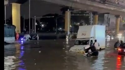 Screengrab of viral video showing flooded roads after short-spell of rains. Screengrab of viral video showing flooded roads after short-spell of rains.