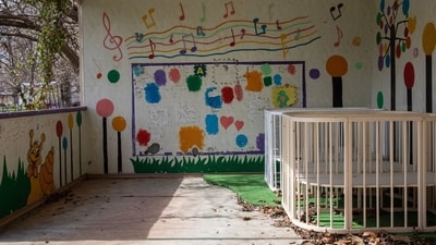 Empty cribs at an orphanage in Kherson, a Ukrainian city where Russian forces allegedly took children. Empty cribs at an orphanage in Kherson, a Ukrainian city where Russian forces allegedly took children.