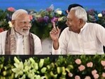 Prime Minister Narendra Modi with Nitish Kumar, Chief Minister of Bihar, during a public meeting in Gaya in Bihar on August 22.