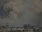 Smoke rises to the sky following an Israeli military strike in Gaza City, Sunday, August 24, 2025. 