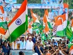 Rahul Gandhi with others during the 'Voter Adhikar Yatra', in Bihar. Rahul Gandhi with others during the 'Voter Adhikar Yatra', in Bihar.