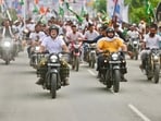 In a video posted by the official handle of Congress, the Leader of the Opposition in the Lok Sabha can be seen riding a motorcycle as streets are lined up with supporters. In a video posted by the official handle of Congress, the Leader of the Opposition in the Lok Sabha can be seen riding a motorcycle as streets are lined up with supporters.