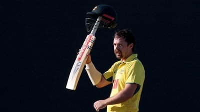 Travis Head celebrates his century vs South Africa in Mackay. (AFP) Travis Head celebrates his century vs South Africa in Mackay. (AFP)