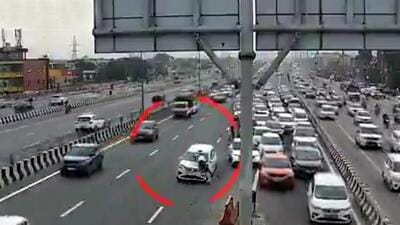 Officers said the accident’s footage recorded on expressway cameras, shows a speeding car hitting the constable directly near the exit point on the expressway near Vijay Nagar. (Sakib Ali/HT Photos) Officers said the accident’s footage recorded on expressway cameras, shows a speeding car hitting the constable directly near the exit point on the expressway near Vijay Nagar. (Sakib Ali/HT Photos)