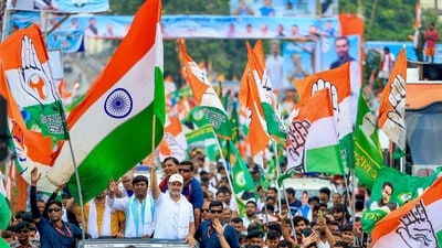 Rahul Gandhi with others during the 'Voter Adhikar Yatra', in Bihar. (AICC ) Rahul Gandhi with others during the 'Voter Adhikar Yatra', in Bihar. (AICC )
