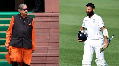 Shashi Tharoor praised Cheteshwar Pujara after he announced retirement from all forms of Indian cricket. (PTI and ANI) Shashi Tharoor praised Cheteshwar Pujara after he announced retirement from all forms of Indian cricket. (PTI and ANI)