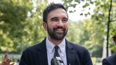 Zohran Mamdani trolled for failing at bench press at Men’s Day in Brooklyn (Photo by STEPHANIE KEITH / GETTY IMAGES NORTH AMERICA / Getty Images via AFP) (Getty Images via AFP)