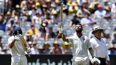 Series-sealing 193 at the SCG in 2019, earns player of the seriesPujara would end the series with 521 runs, the most by any player that series, but it was his dogged team-first batting that earned him the player of the series award. With a 2-1 series lead heading into the final Test match, all India needed was to avoid the loss, and batting out nearly 10 hours and 373 deliveries is certainly the way to achieve that. This was Pujara’s series, falling just short of double century to crown it. (AFP) Series-sealing 193 at the SCG in 2019, earns player of the seriesPujara would end the series with 521 runs, the most by any player that series, but it was his dogged team-first batting that earned him the player of the series award. With a 2-1 series lead heading into the final Test match, all India needed was to avoid the loss, and batting out nearly 10 hours and 373 deliveries is certainly the way to achieve that. This was Pujara’s series, falling just short of double century to crown it. (AFP)