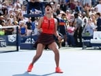 Alexandra Eala of the Philippines celebrates match point against Clara Tauson of Denmatk at the 2025 US Open on Sunday. (Getty Images)