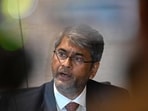 File image of President of the All India Football Federation (AIFF), Kalyan Chaubey, during a press conference in New Delhi. (AFP)