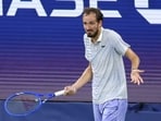 Russia's Daniil Medvedev reacts during his men's singles first round tennis match against Benjamin Bonzi on day one of the US Open Russia's Daniil Medvedev reacts during his men's singles first round tennis match against Benjamin Bonzi on day one of the US Open