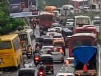 Traffic Jam on the Mumbai-Goa Highway (Bachchan Kumar/ HT PHOTO)