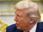 Donald Trump speaks during a meeting with South Korean President Lee Jae Myung.