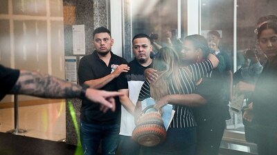 The Maryland man who became a face of the Trump administration's crackdown on immigration after being accidentally deported to El Salvador has been given a stark choice back in the US: plead guilty to human smuggling charges or be sent to Uganda. Photographer: Graeme Sloan/Bloomberg (Bloomberg)