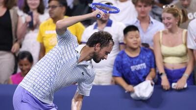 Daniil Medvedev lost 6-3, 7-5, 6-7(5), 0-6, 6-4 to France’s Benjamin Bonzi in the first round of the US Open. (Getty Images)