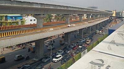 The 5.12-km flyover has been constructed at a cost of ₹449 crore by the Bangalore Metro Rail Corporation Limited (BMRCL). The 5.12-km flyover has been constructed at a cost of ₹449 crore by the Bangalore Metro Rail Corporation Limited (BMRCL).
