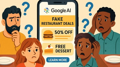 A restaurant caught in the crossfire as Google’s AI invents deals, turning everyday dinner plans upside down for locals. (AI-generated) A restaurant caught in the crossfire as Google’s AI invents deals, turning everyday dinner plans upside down for locals. (AI-generated)