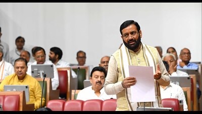 Haryana chief minister Nayab Singh Saini speaking during the monsoon session of Haryana assembly in Chandigarh on Monday. (Keshav Singh/HT) Haryana chief minister Nayab Singh Saini speaking during the monsoon session of Haryana assembly in Chandigarh on Monday. (Keshav Singh/HT)