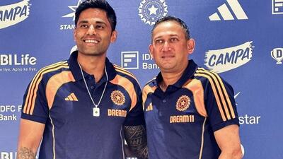 India's T20I captain Suryakumar Yadav with chief selector Ajit Agarkar. He will lead the team in the T20 Asia Cup to be played in the UAE from September 9. (ANI) India's T20I captain Suryakumar Yadav with chief selector Ajit Agarkar. He will lead the team in the T20 Asia Cup to be played in the UAE from September 9. (ANI)