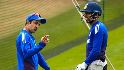 London: India's coach Gautam Gambhir and Dhruv Jurel during a training session ahead of the fifth Test cricket match between India and England, in London, Tuesday, July 29, 2025. (PTI Photo/R Senthilkumar)
(PTI07_29_2025_000308A) (PTI) London: India's coach Gautam Gambhir and Dhruv Jurel during a training session ahead of the fifth Test cricket match between India and England, in London, Tuesday, July 29, 2025. (PTI Photo/R Senthilkumar)
(PTI07_29_2025_000308A) (PTI)