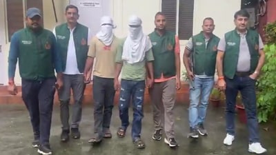 Delhi Police arrest two sharpshooters linked to the attack outside YouTuber Elvish Yadav’s Gurugram home. (Videograb) Delhi Police arrest two sharpshooters linked to the attack outside YouTuber Elvish Yadav’s Gurugram home. (Videograb)