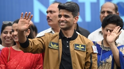 Dy CM Pathak called it a "big day" for Lucknow as Shubhanshu Shukla returned after NASA's Axiom-4 space mission. (Deepak Gupta/ Hindustan Times)