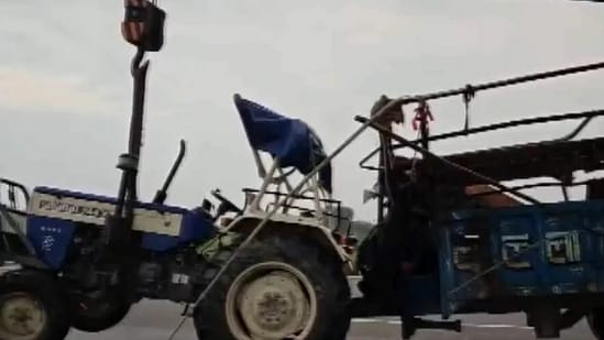 A tractor-trolley carrying around 60 to 61 pilgrims in Bulandshahr collided with a container on Monday. (ANI)
