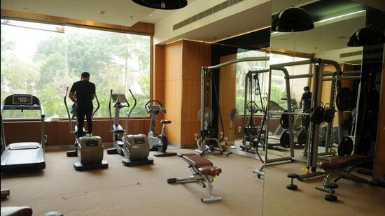 Gurugram, India-February 29: Gym for residents Hibiscus Avenue a residential condominium located at sector-50 near Nirvana country, in Gurugram, India, on Saturday, 29 February 2020. (Photo by Parveen Kumar/Hindustan Times)(Pic to go with S Munsi�s condo profile column for Saturday to Sunday)