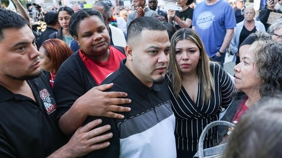 Kilmar Abrego Garcia and his wife Jennifer Vasquez Sura enter a U.S. Immigration and Customs Enforcement (ICE) field office on August 25, 2025 in Baltimore, Maryland. (Getty Images via AFP)