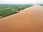 Authorities said the Sutlej has reached 4,400 cusecs, which is within safe limit. (Gurpreet Singh/HT)