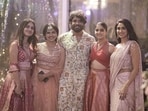 Nagarjuna with Priya Varrier, Mamitha Baiju, Anaswara Rajan and Deepti Sati  at an event. 