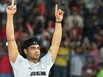 Neeraj Chopra reacts during the Neeraj Chopra Classic. (AFP)