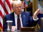 US President Donald Trump during a cabinet meeting at the White House in Washington, DC, US, on Tuesday, Aug. 26, 2025.