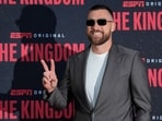Kansas City Chiefs tight end Travis Kelce poses on the red carpet before a screening of the ESPN series, The Kingdom. Kansas City Chiefs tight end Travis Kelce poses on the red carpet before a screening of the ESPN series, The Kingdom.
