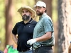 Jason Kelce and Travis Kelce stand in the 16th tee box during the first round of the American Century Championship at Edgewood Tahoe Golf Course Jason Kelce and Travis Kelce stand in the 16th tee box during the first round of the American Century Championship at Edgewood Tahoe Golf Course
