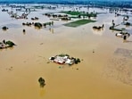 Swathes of farmland submerged under floodwater in Kapurthala. Swathes of farmland submerged under floodwater in Kapurthala.