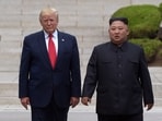 President Donald Trump, met with North Korean leader Kim Jong Un at the North Korean side of the border at the village of Panmunjom in Demilitarized Zone in 2019 President Donald Trump, met with North Korean leader Kim Jong Un at the North Korean side of the border at the village of Panmunjom in Demilitarized Zone in 2019