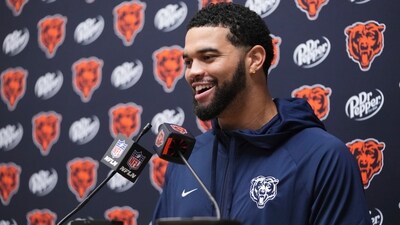 Chicago Bears quarterback Caleb Williams speaks during a news conference following a preseason NFL football game against the Kansas City Chiefs Friday, Aug. 22, 2025, in Kansas City, Mo. (AP Photo/Ed Zurga) (AP) Chicago Bears quarterback Caleb Williams speaks during a news conference following a preseason NFL football game against the Kansas City Chiefs Friday, Aug. 22, 2025, in Kansas City, Mo. (AP Photo/Ed Zurga) (AP)