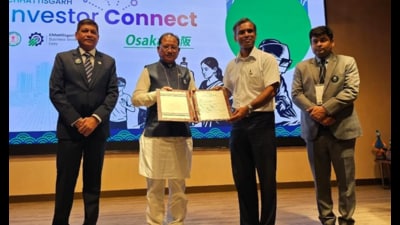 Chhattisgarh chief minister Vishnu Deo Sai at the “Investor Connect” forum in Japan’s Osaka. (X) Chhattisgarh chief minister Vishnu Deo Sai at the “Investor Connect” forum in Japan’s Osaka. (X)