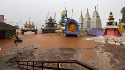 Har ki Pauri Temple partially submerged following heavy rainfall, in Jammu on August 26 (PTI) Har ki Pauri Temple partially submerged following heavy rainfall, in Jammu on August 26 (PTI)