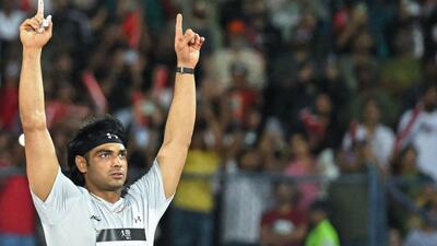 Neeraj Chopra reacts during the Neeraj Chopra Classic. (AFP) Neeraj Chopra reacts during the Neeraj Chopra Classic. (AFP)
