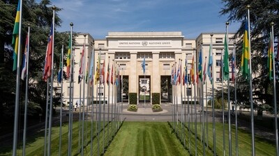 A drone view shows the flags alley at the United Nations European headquarters in Geneva, Switzerland, August 26, 2025 (Representational image/REUTERS)