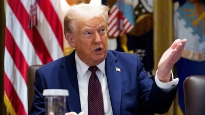 US President Donald Trump during a cabinet meeting at the White House in Washington, DC, US, on Tuesday, Aug. 26, 2025. (Bloomberg) US President Donald Trump during a cabinet meeting at the White House in Washington, DC, US, on Tuesday, Aug. 26, 2025. (Bloomberg)
